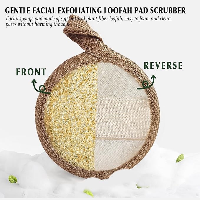 YIQINGJIE Natural Loofah Exfoliating Face Scrubber, Facial Scrubber Loofa Pads - Image 2