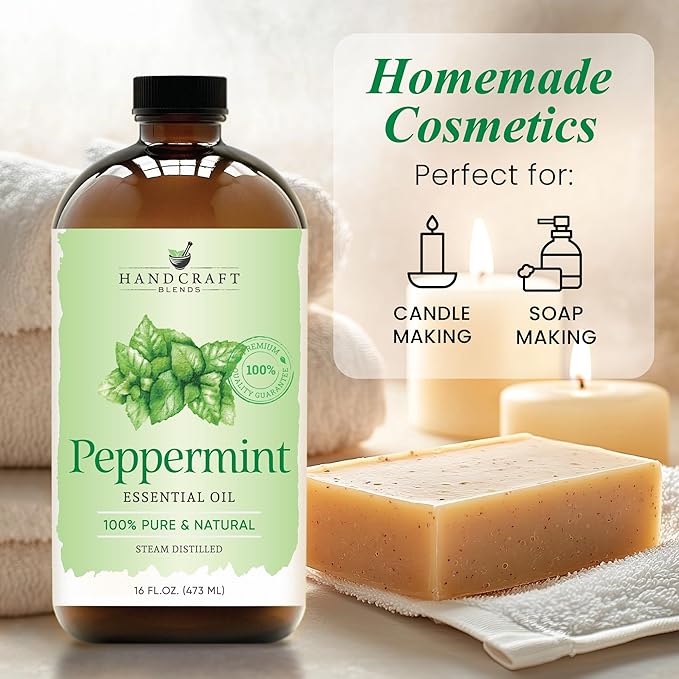 Handcraft Blends Peppermint Essential Oil in Glass Bottle – Huge 16 Fl Oz – - Image 6