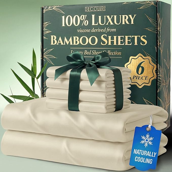 DECOLURE 100% Viscose Derived from Bamboo Sheets Queen Size by DECOLURE