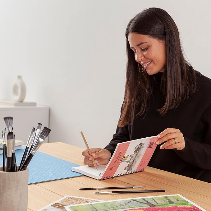 Elan A5 Sketchbook, 80 Sheets Italian Paper 80 lb/120 GSM, Acid-Free Sketch Book 8.3x5.8 Inch, White Drawing Paper Pad, Spiral Bound Sketchbook A5