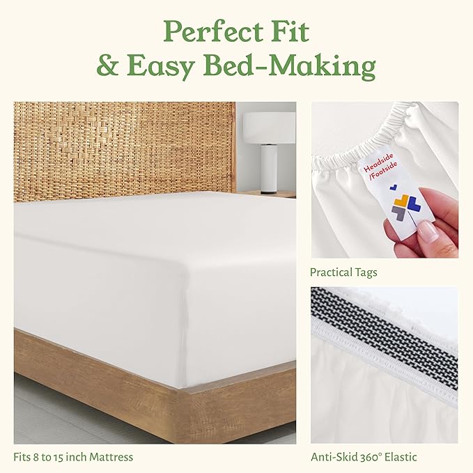 California Design Den 100% Organic Cotton King Fitted Sheet Only, Deep Pocket - Image 6