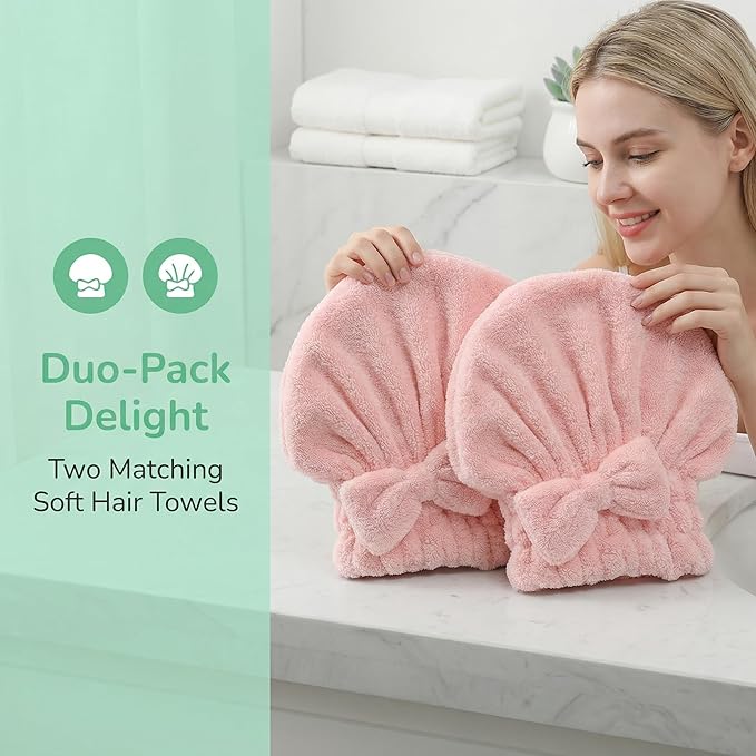 Microfiber Hair Towel Wrap for Thick Damaged Hair, Quick Drying Hair Turban - Image 6
