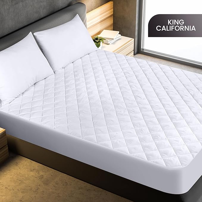 Utopia Bedding Quilted Fitted Mattress Pad, California King Size, Elastic - Image 2