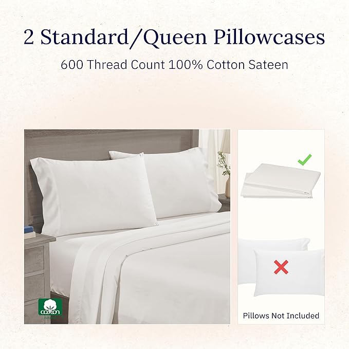 California Design Den Luxuriously Soft 100% Cotton Pillowcases Queen Size Set - Image 4