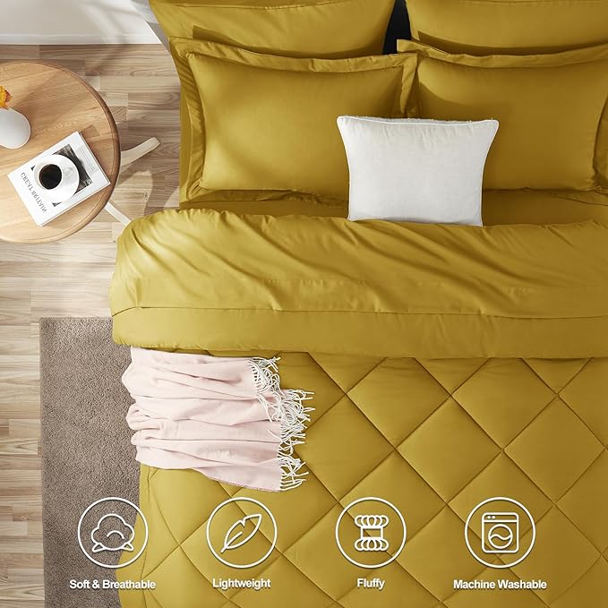 CozyLux Full Size Comforter Sets Mustard Yellow - Image 2