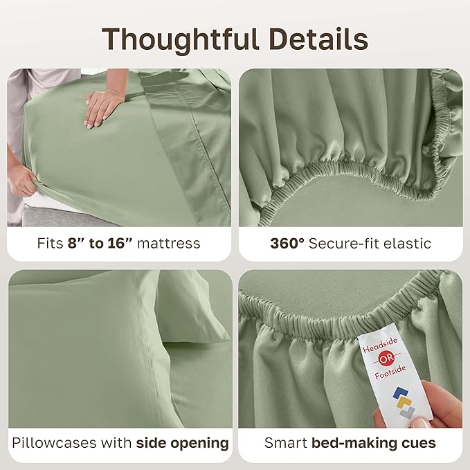 California Design Den Natural 100% Cotton Bed Sheets King Size Set - Image 5