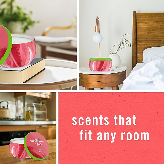 Febreze Scented Candle, Sweet Watermelon Vine Scent, 11 oz 4 Wick Candle - Image 4