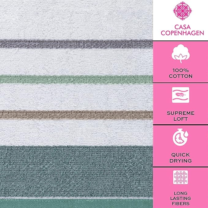CASA COPENHAGEN White Bay 4Pcs 100% Egyptian Cotton Designer Hand Towels Gift - Image 4