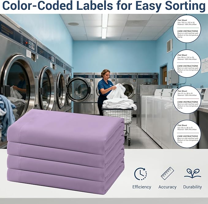 Bulk Twin Flat Sheets Only, 6 Pack Quick Sort Top Bed Sheet, Color-Coded Label - Image 4
