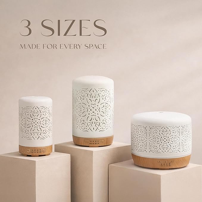 Earnest Living Essential Oil Diffuser White Ceramic Diffuser 100 ml Timers - Image 8