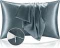 BEDELITE Satin Pillowcase with Zipper 2 Pack, Space Grey Pillow Cases Standard by BEDELITE