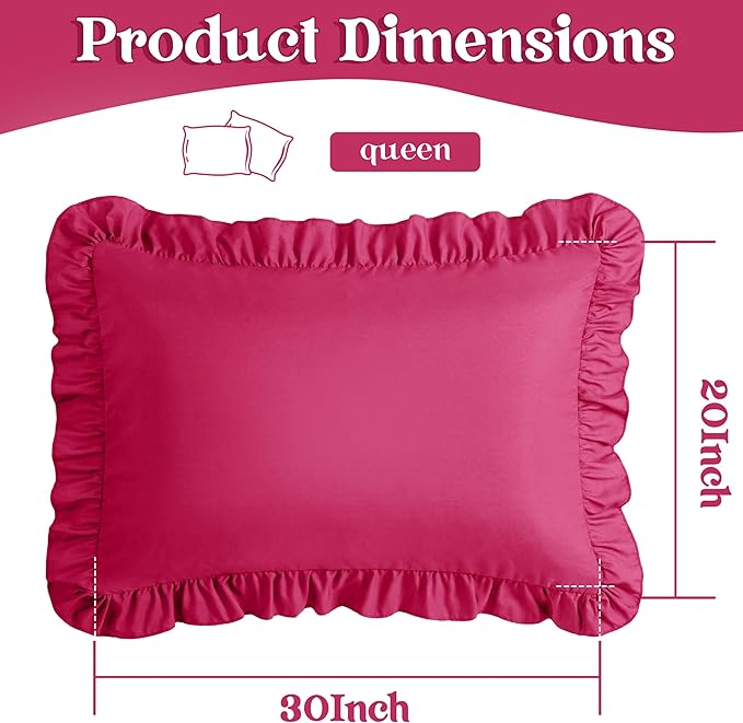 KKJIAF Ruffle Pillow Cases Queen Size Set of 2, Ruffled Pillow Covers - Image 3