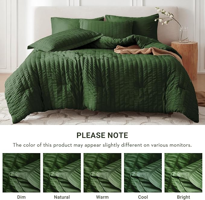 MUXHOMO 7 Pieces California King Comforter Set, Seersucker Bed in a Bag Cal - Image 5