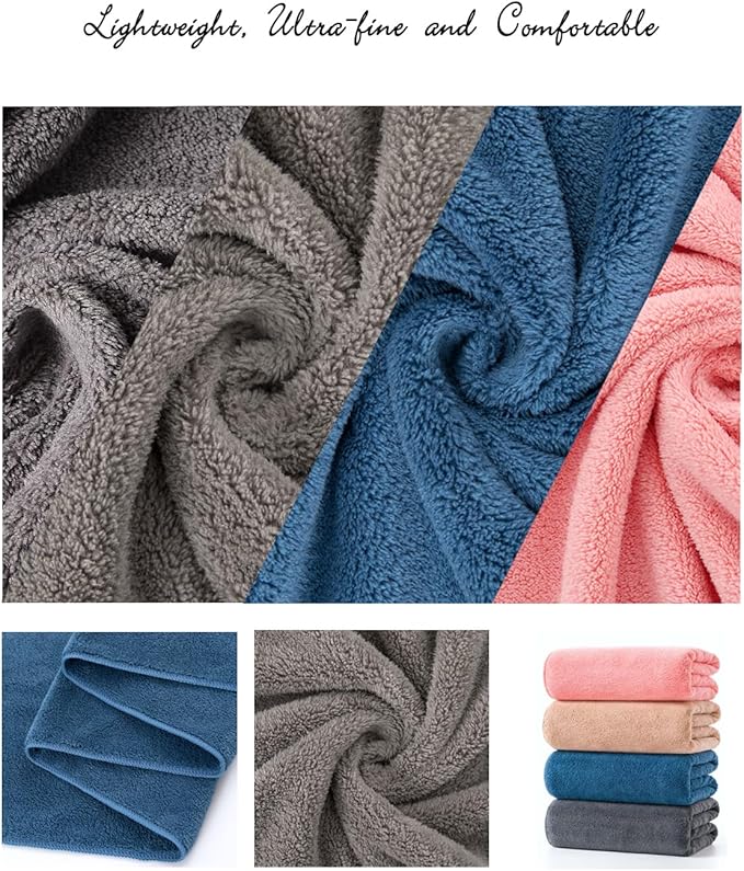 Lumimi 4 Pack Microfiber Bath Towel Set, Ultra Absorbent Quick Dry 29" L x 13" W - Image 3