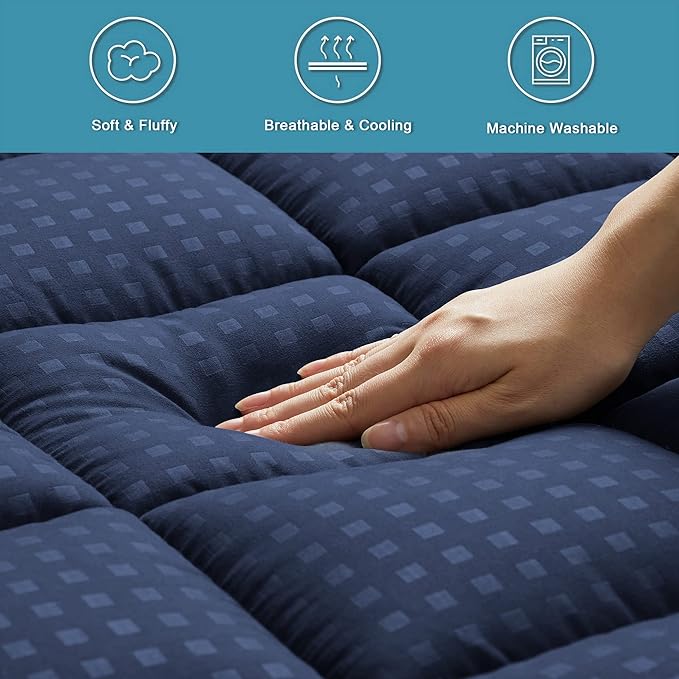 HYLEORY California King Mattress Pad Quilted Fitted Mattress Protector Cooling - Image 4