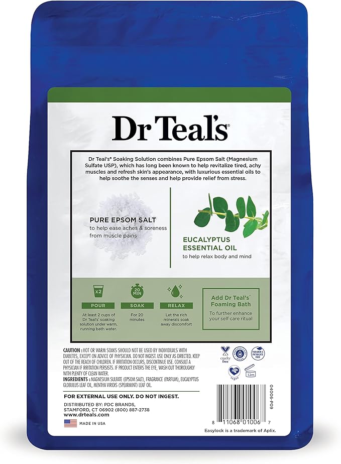 Dr Teal's Pure Epsom Salt, Eucalyptus & Wellness Trio Bundle, 3 lbs - Image 11