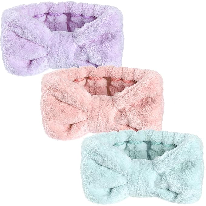 3 Pieces Wash Face Headband Makeup Spa Headband Towel Terry Hair Bands by Hicarer