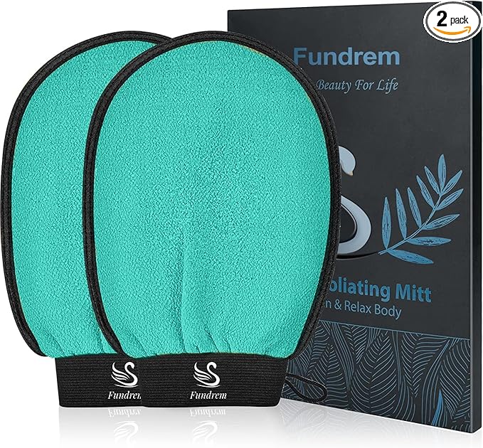 Exfoliating Gloves 2 Pcs, Exfoliating Body Scrubber by FUNDREM