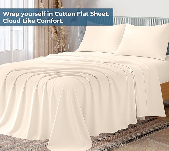 Royale Linens 100% Organic Cotton King Flat Sheet Only - Image 2