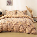 OAITE Brown Leaves King Size Duvet Cover-3 Pieces Prewashed Cotton-Like by OAITE