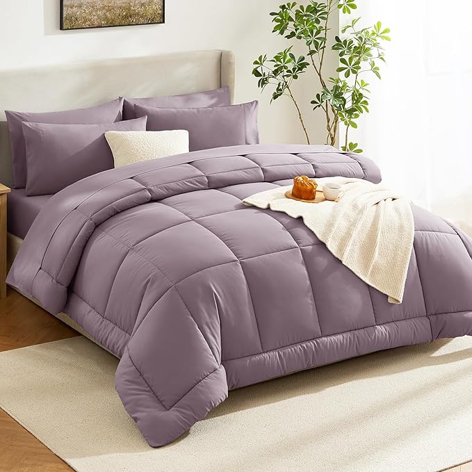 CozyLux Full Size Comforter Set Dusty Purple - Image 8