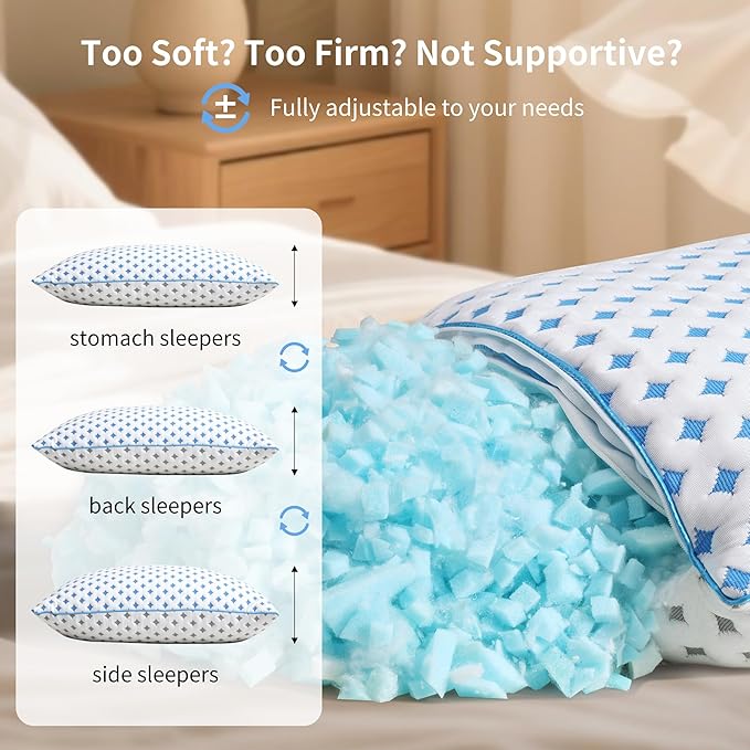 Memory Foam Pillow – Adjustable Loft Cooling Pillow Queen Size 1 Pack - Image 6