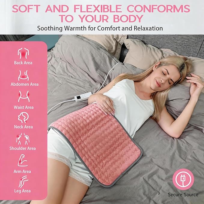 Pink Heating Pad for Gifts Soothing Heat Therapy for Women & Men, Perfect - Image 3