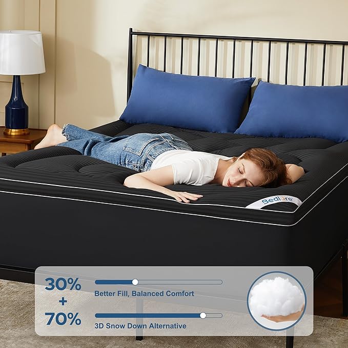 BEDLORE Queen Mattress Topper, Thick Pillow Top Pad - Image 2