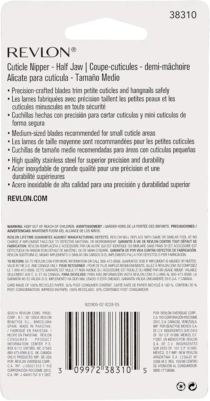 Revlon Half Jaw Cuticle Nipper, Manicure Tool - Image 5