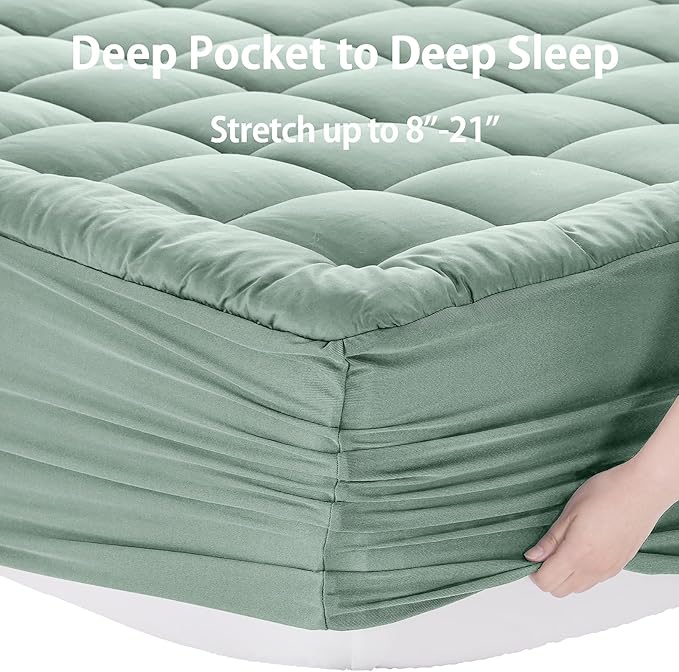EASELAND Twin Size Mattress Pad Pillow Top Mattress Cover Quilted Fitted - Image 5
