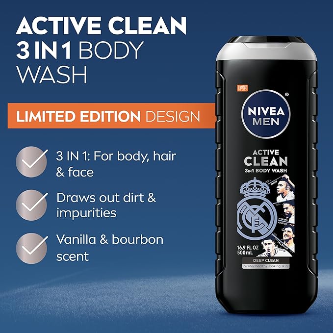 NIVEA MEN Real Madrid Limited Edition Design Active Clean Body Wash - Image 3