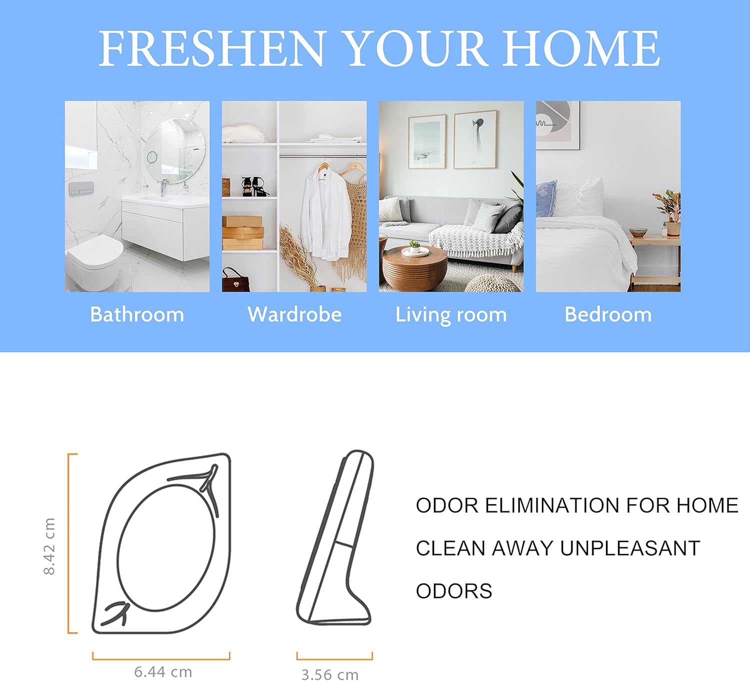 Air Freshener for Home, 4 Pack, Fresh Scent, Odor Eliminator for Small Area Closets Bathroom Pets Strong Odor, Up to 120 Days