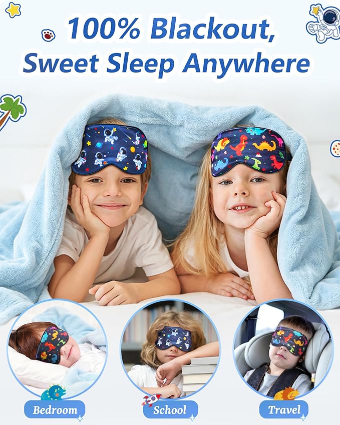 BeeVines Kids 100% Real Mulberry Silk Sleep Mask 2 Pack, Original Design Pure - Image 8