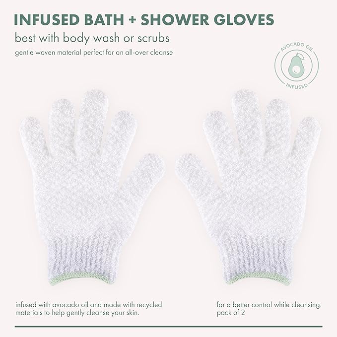 EcoTools Avocado Oil Infused Gentle Exfoliating Bath and Shower Gloves - Image 3