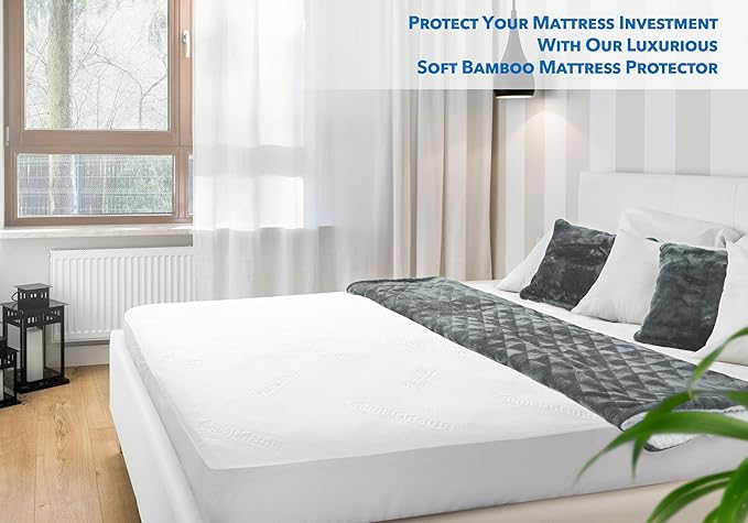 PlushDeluxe Premium Bamboo Mattress Protector – Queen Size, Waterproof - Image 6
