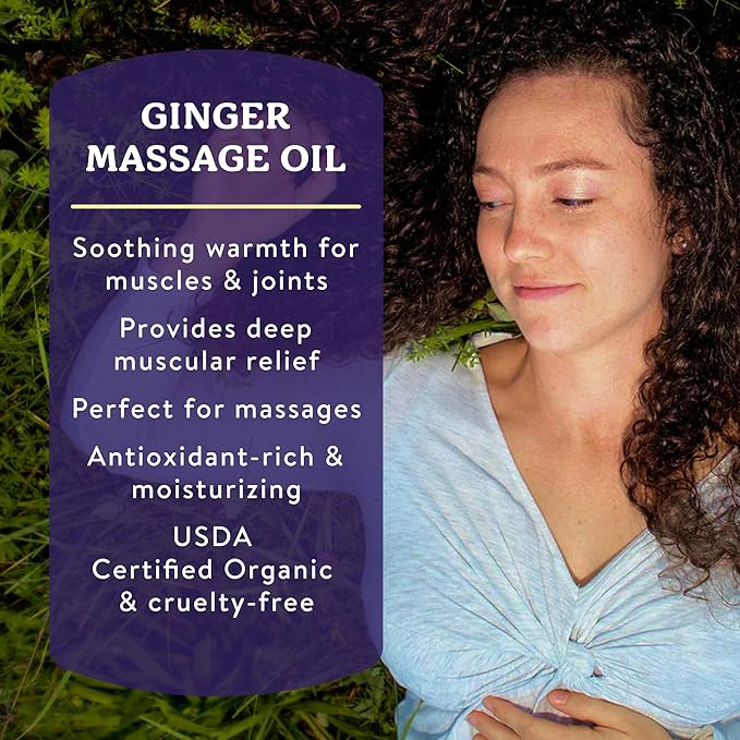 Badger Ginger Massage Oil, 100% Organic Massage Oil, w/Arnica Oil & Cayenne - Image 2