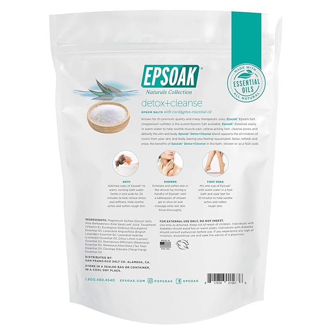 Epsoak Epsom Salt 4 lb. Magnesium Sulfate USP. Resealable Epsom Salt Bag Detox - Image 4