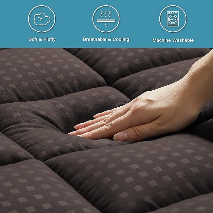 HYLEORY Twin Mattress Pad Quilted Fitted Mattress Protector Cooling Pillow Top - Image 4