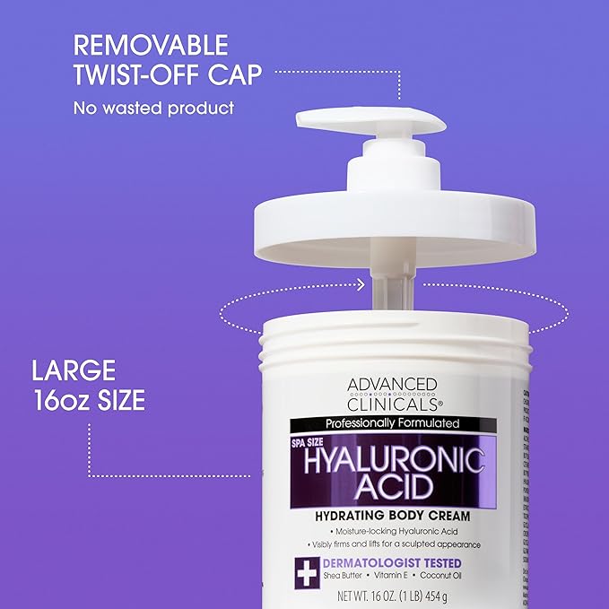 Advanced Clinicals Hyaluronic Acid Moisturizer Body Cream + Hyaluronic Acid - Image 3