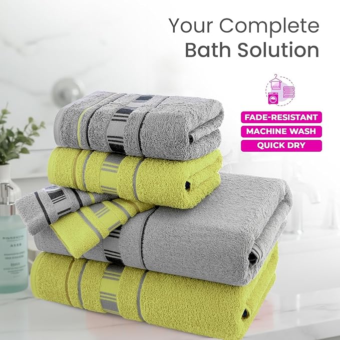 CASA COPENHAGEN X Line 6Pcs 100% Egyptian Cotton Large Designer Towels Gift - Image 2