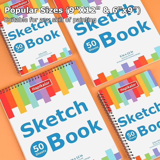 9" x 12" Sketch Book for Kids Adults, 1-Pack 50 Sheets Spiral Bound Art Sketchbook, Acid Free Artist Drawing Paper Pad for Beginners Artists, Kids Travel Essentials, Gifts for 6-14 Year Old Girl