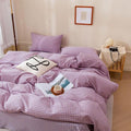 mixinni Purple Gingham Grid Duvet Cover Twin, 100% Washed Cotton Modern by mixinni