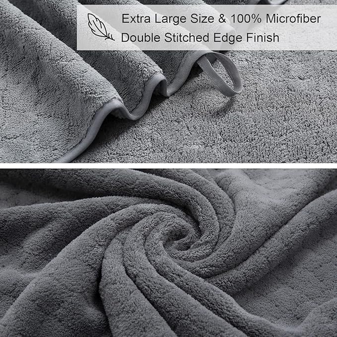 Ycosy Gray Bath Towels Set 35x70 Inches - Image 7