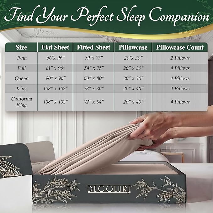 DECOLURE 100% Viscose Derived from Bamboo Sheets Full Size - Image 8