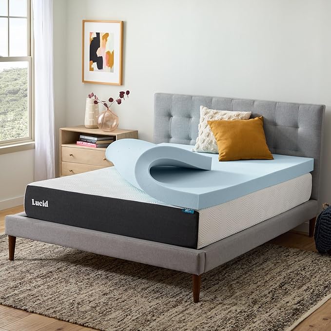 Lucid 4 Inch Memory Foam Mattress Topper, King Size – Cooling Gel Bed Topper – - Image 7