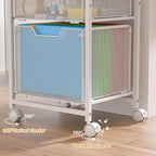 Feyejade Rolling File Cart with 2 Drawers, White File Cabinet Organizer for Hanging File Folders, Letter-Size File Storage with Wheels, Multi-Layer Mobile Filing Cabinet for Office and Home, White