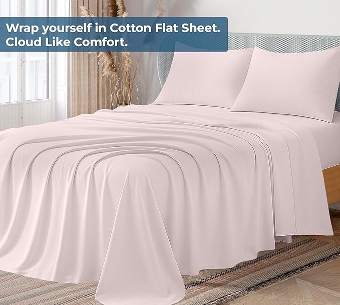 Royale Linens 100% Organic Cotton King Flat Sheet Only - Image 2