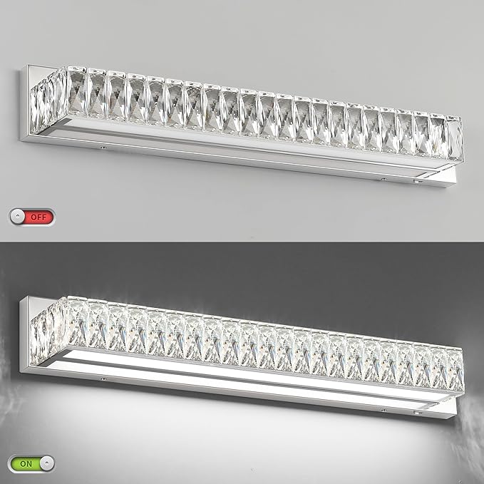 ZUZITO 30in LED Bathroom Lights Over Mirror Modern Crystal Vanity Lights Bar - Image 7