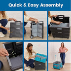 ECR4Kids Universal Rolling Cart with Canvas Organizer Bag, Mobile Storage, Turquoise/Grey