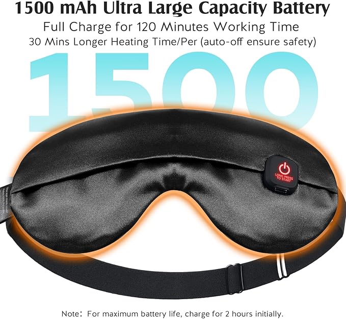 YFONG Cordless Heated Eye Mask for Dry Eyes, Warm Eye Compress for Stye - Image 4